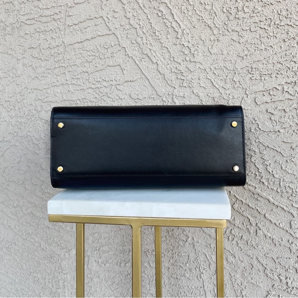 KATE SPADE Classic Neutral Black Smooth Leather Reegan Satchel Top Handle Bag - Picture 11 of 17